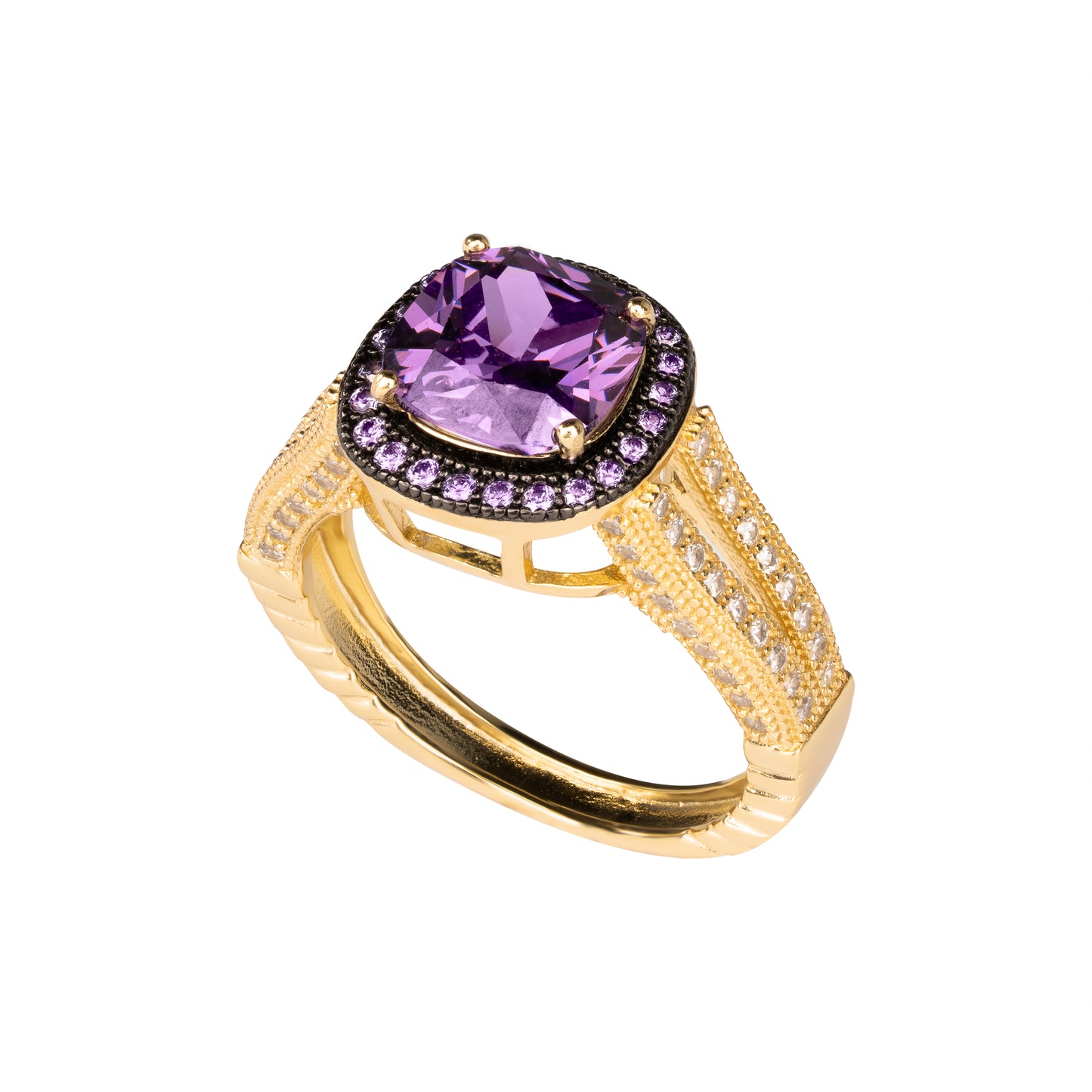 Anello Ara Macao argento 925 placcato oro giallo 18 kt e pietre naturali vari colori