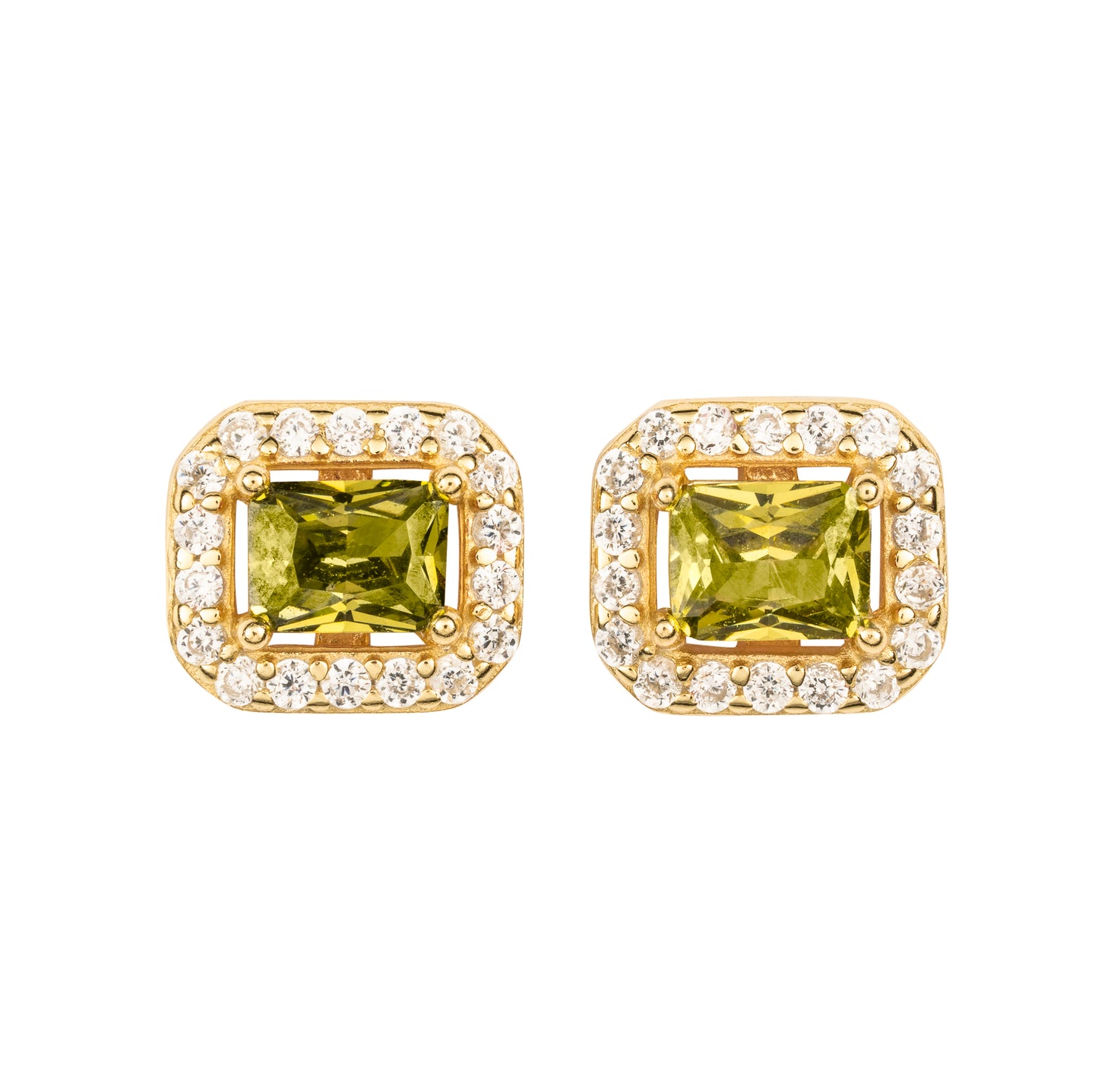 Orecchini Triad rettangolari in argento 925 placcato oro 18 kt e pietre naturali