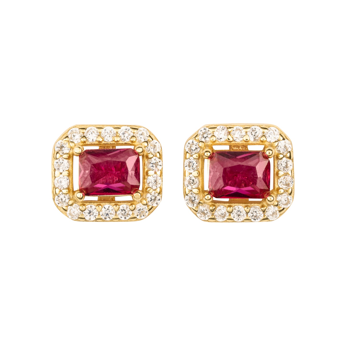 Orecchini Triad rettangolari in argento 925 placcato oro 18 kt e pietre naturali