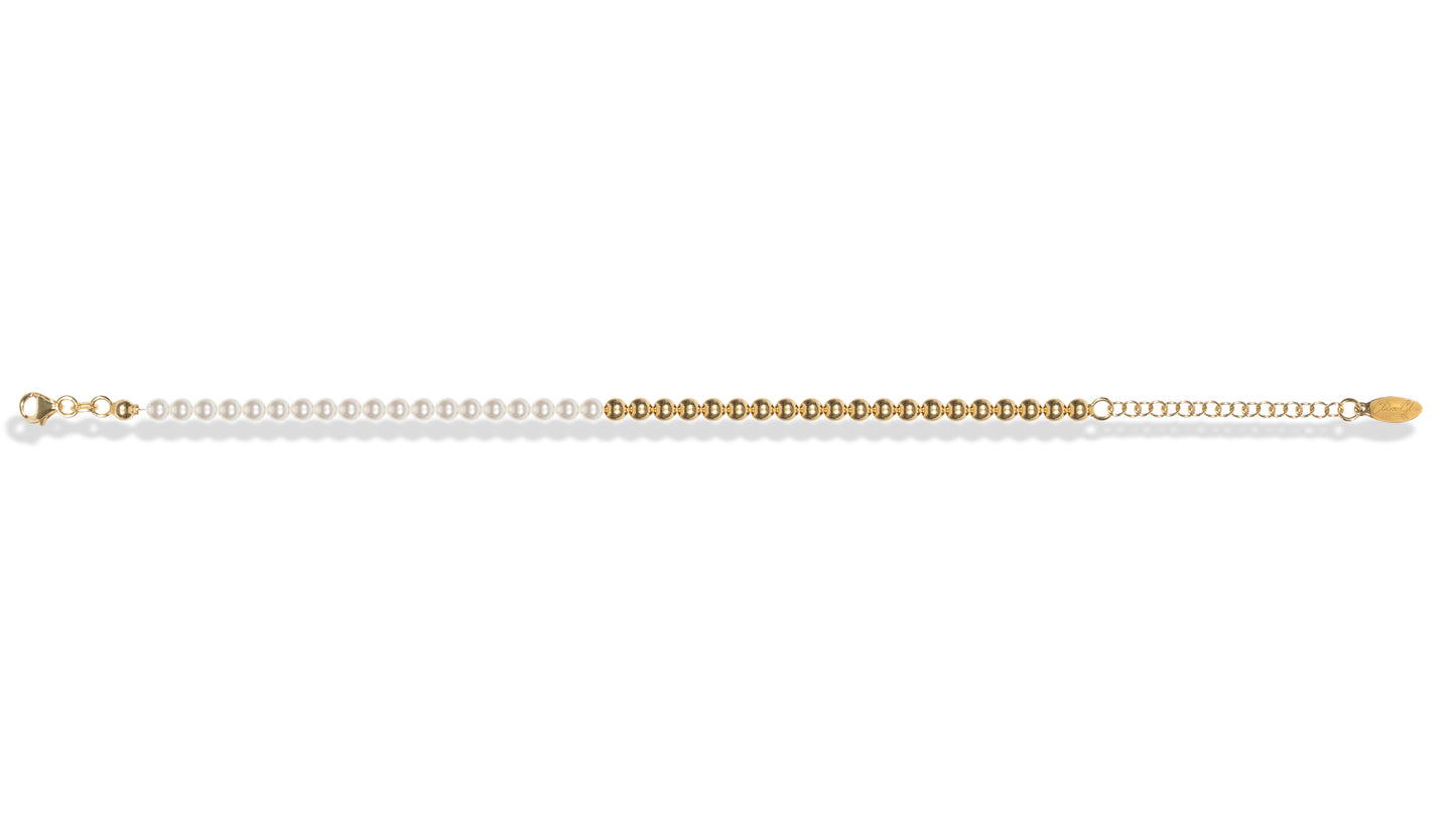 Bracciale Piper in argento 925 placcato oro 24 carati e perle