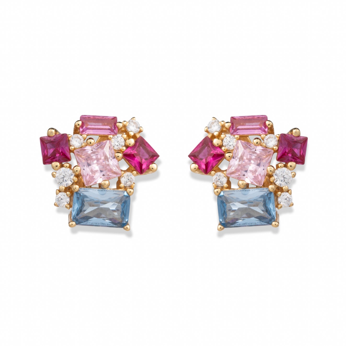 Orecchini Mondrian in argento 925 placcato oro giallo champagne 18 kt
