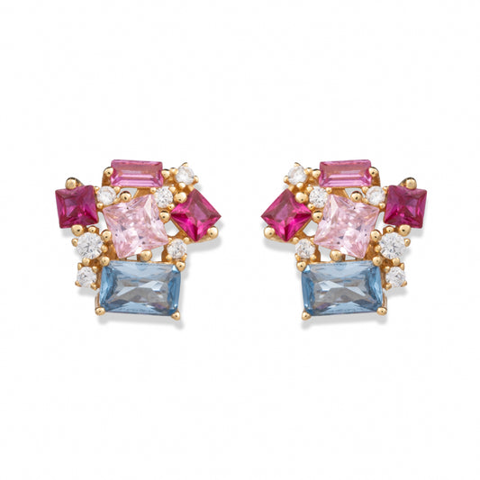 Orecchini Mondrian in argento 925 placcato oro giallo champagne 18 kt