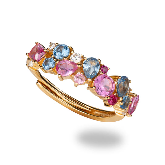 Anello Mondrian in argento 925 placcato oro giallo champagne 18 kt