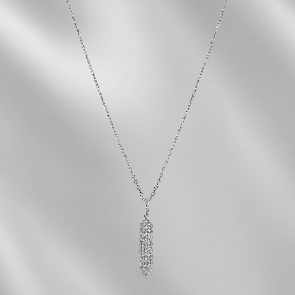 Collana Grain in argento 925 con zirconi taglio brillante e baguette