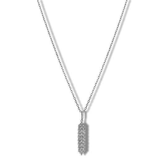 Collana Grain in argento 925 con zirconi naturali taglio brillante e baguette