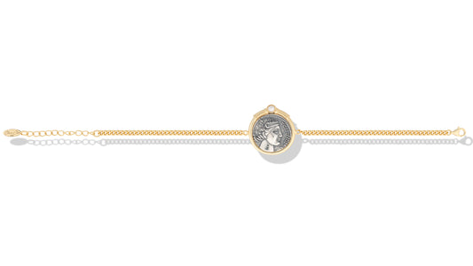 Bracciale Denariòs in argento 925 placcato oro giallo 18 kt e piccola perla