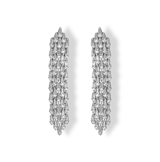 Orecchini Grain in argento 925 e zirconi naturali taglio brillante e baguette