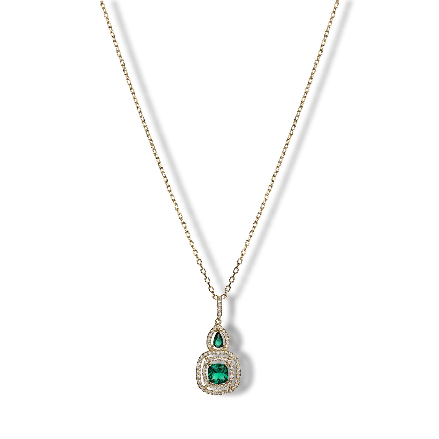 Collana Mia gold in argento 925 placcato in oro 18kt con quartz naturali verdi e bianchi
