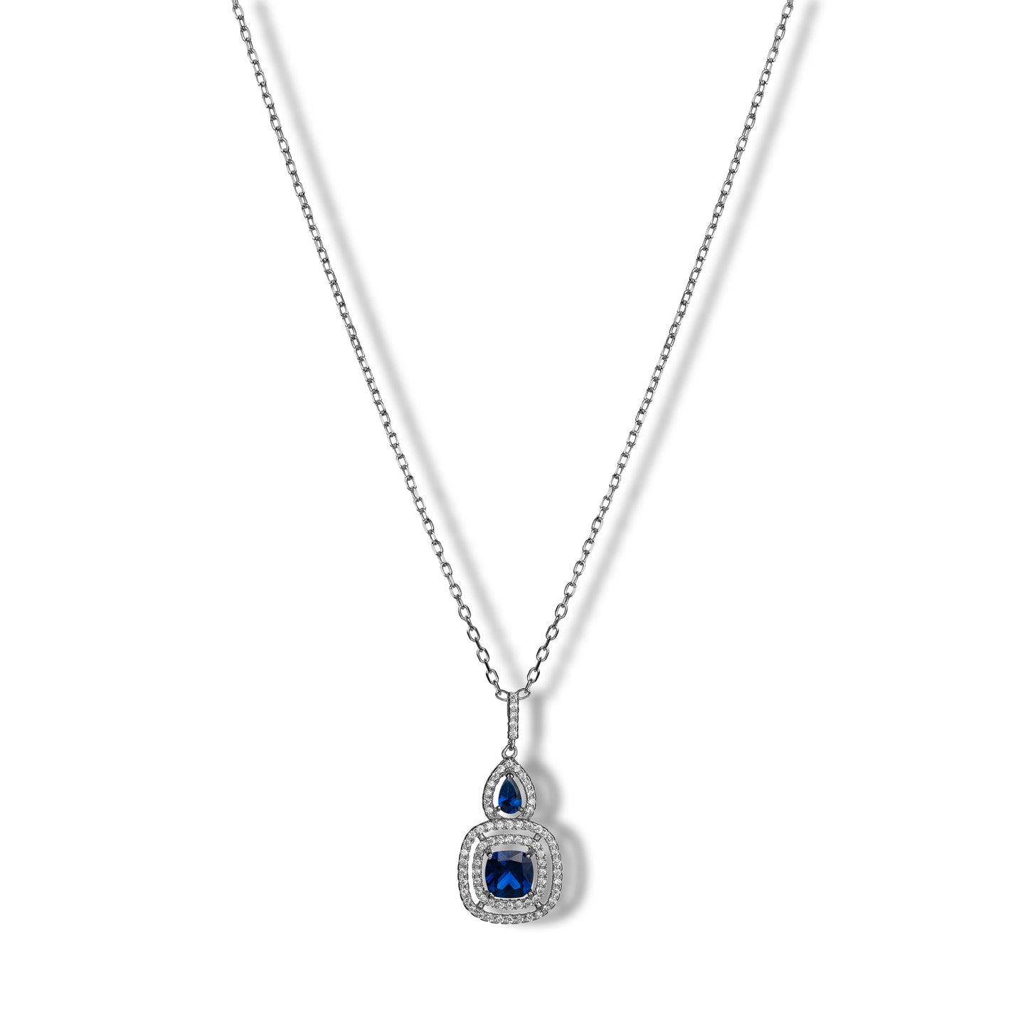 Collana Mia in argento 925 con quartz naturali blu e bianchi