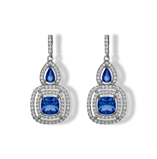 Orecchini Mia in argento 925 e quartz naturali blu e bianchi