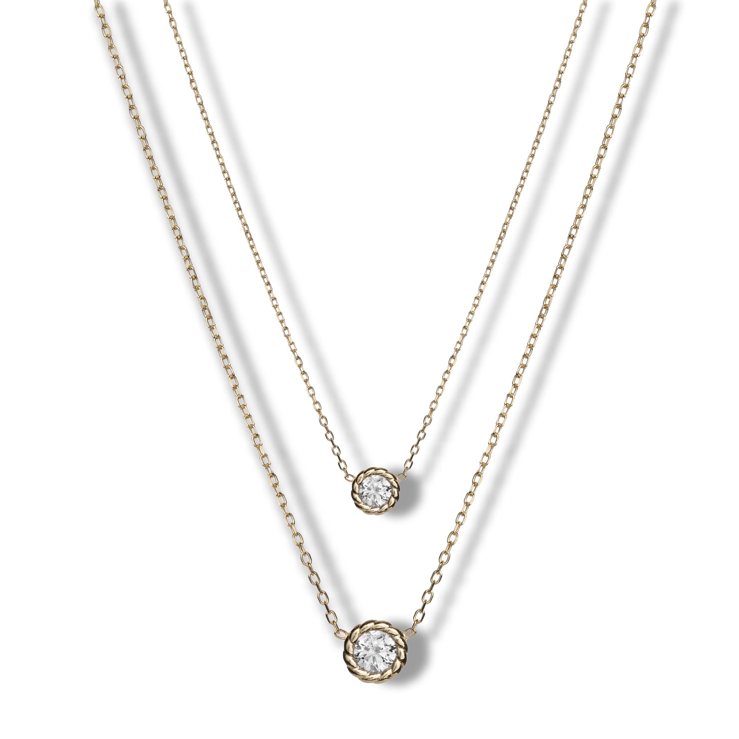 Collana Everwhite 2in1 in argento 925 placcato oro 18 kt e zirconi bianchi naturali