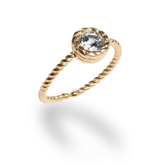 Anello Everwhite in argento 925 placcato oro 18 kt e zirconi bianchi