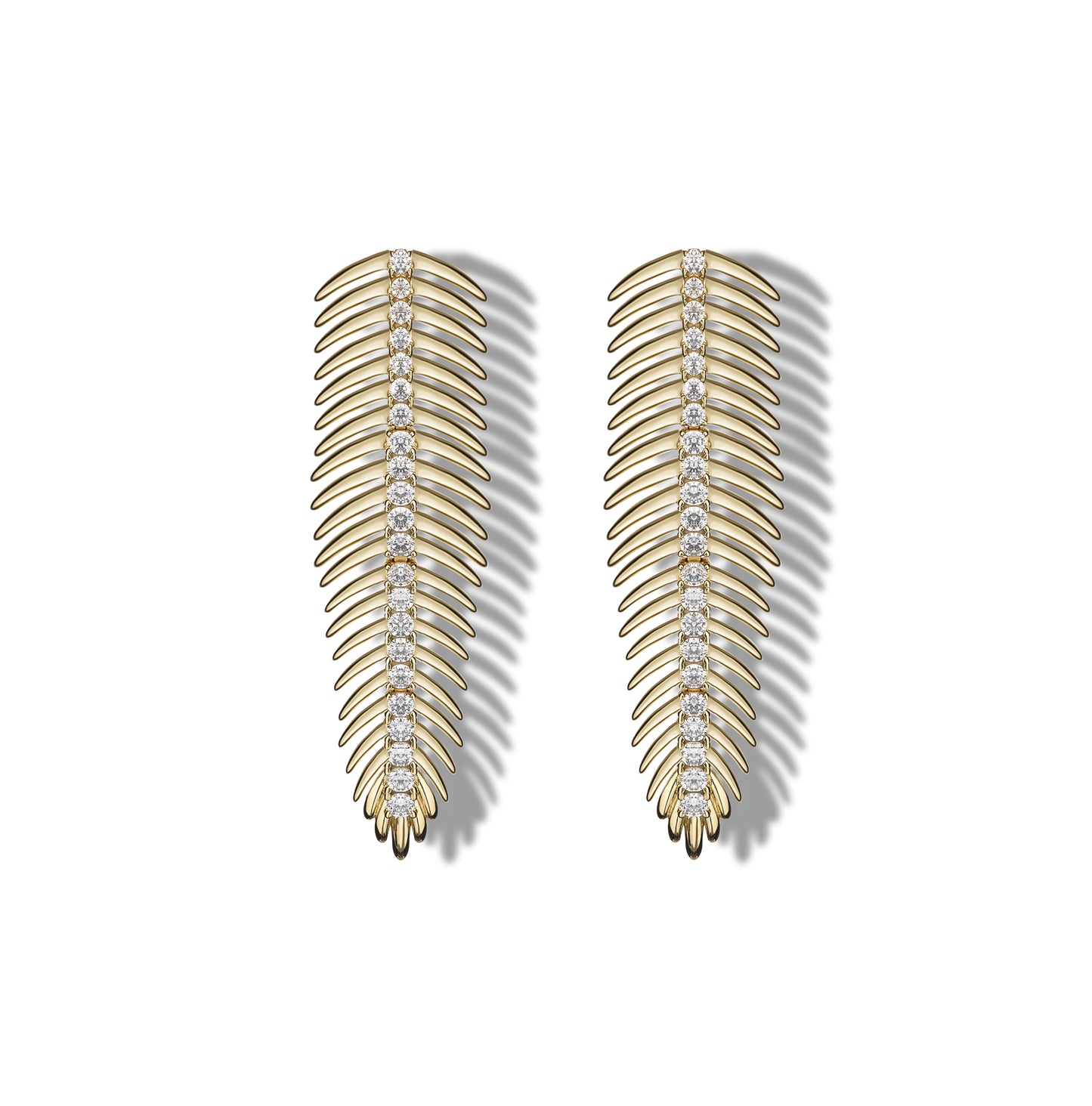 Orecchini Wings in argento 925 placcato oro 18 kt e zirconi bianchi naturali