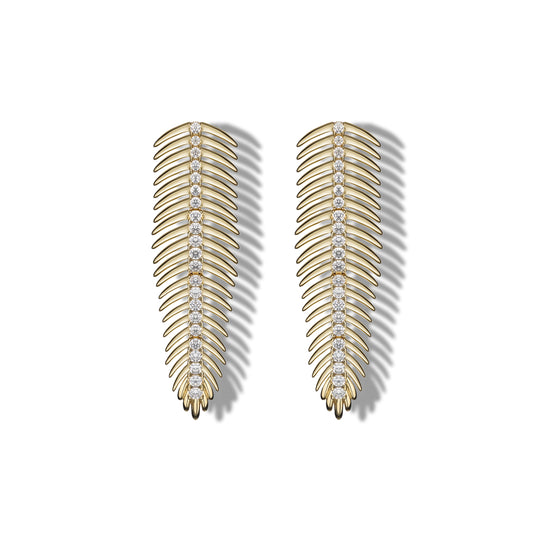 Orecchini Wings in argento 925 placcato oro 18 kt e zirconi bianchi naturali