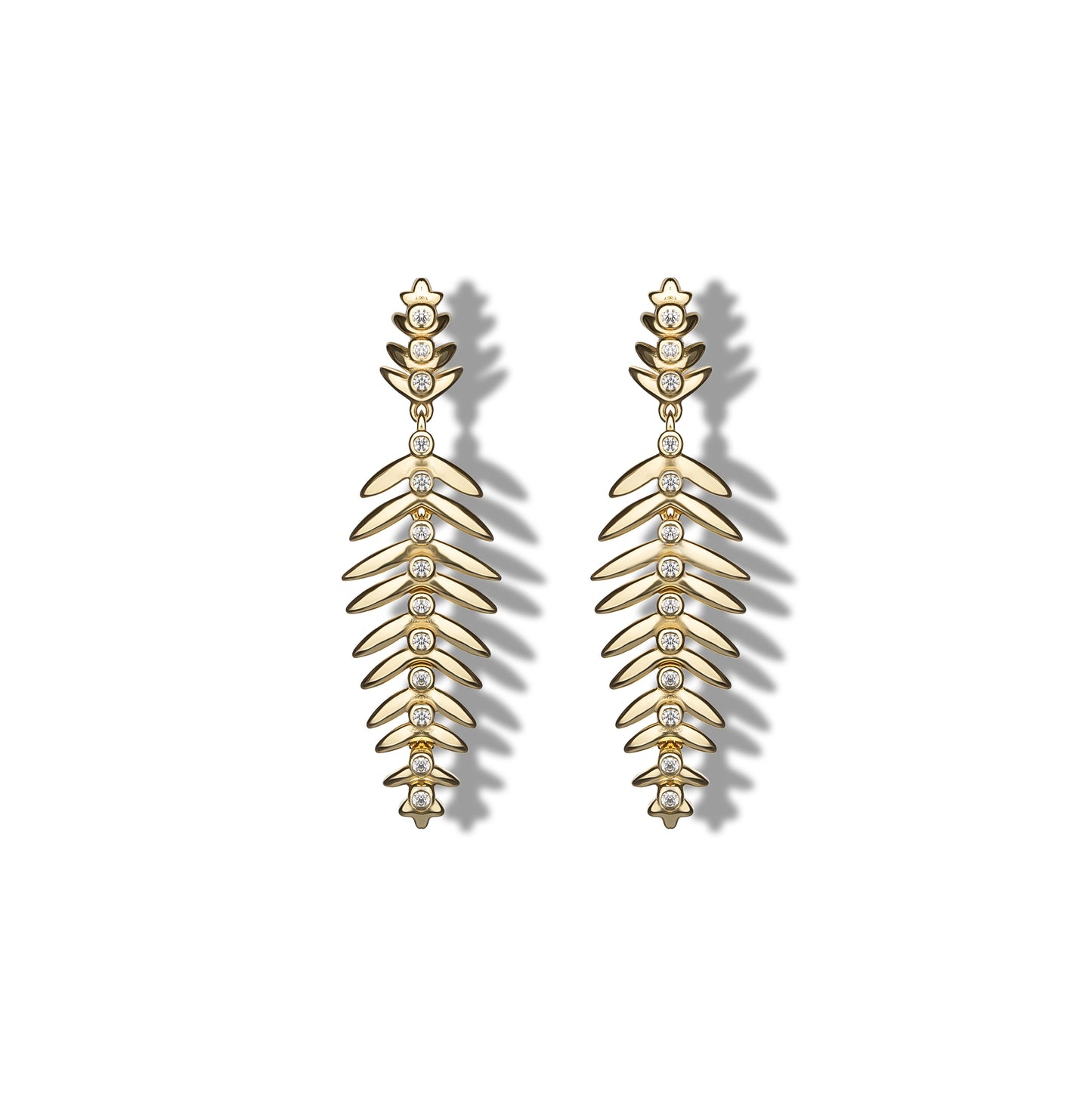 Orecchini Wings in argento 925 placcato oro 18 kt e zirconi bianchi naturali