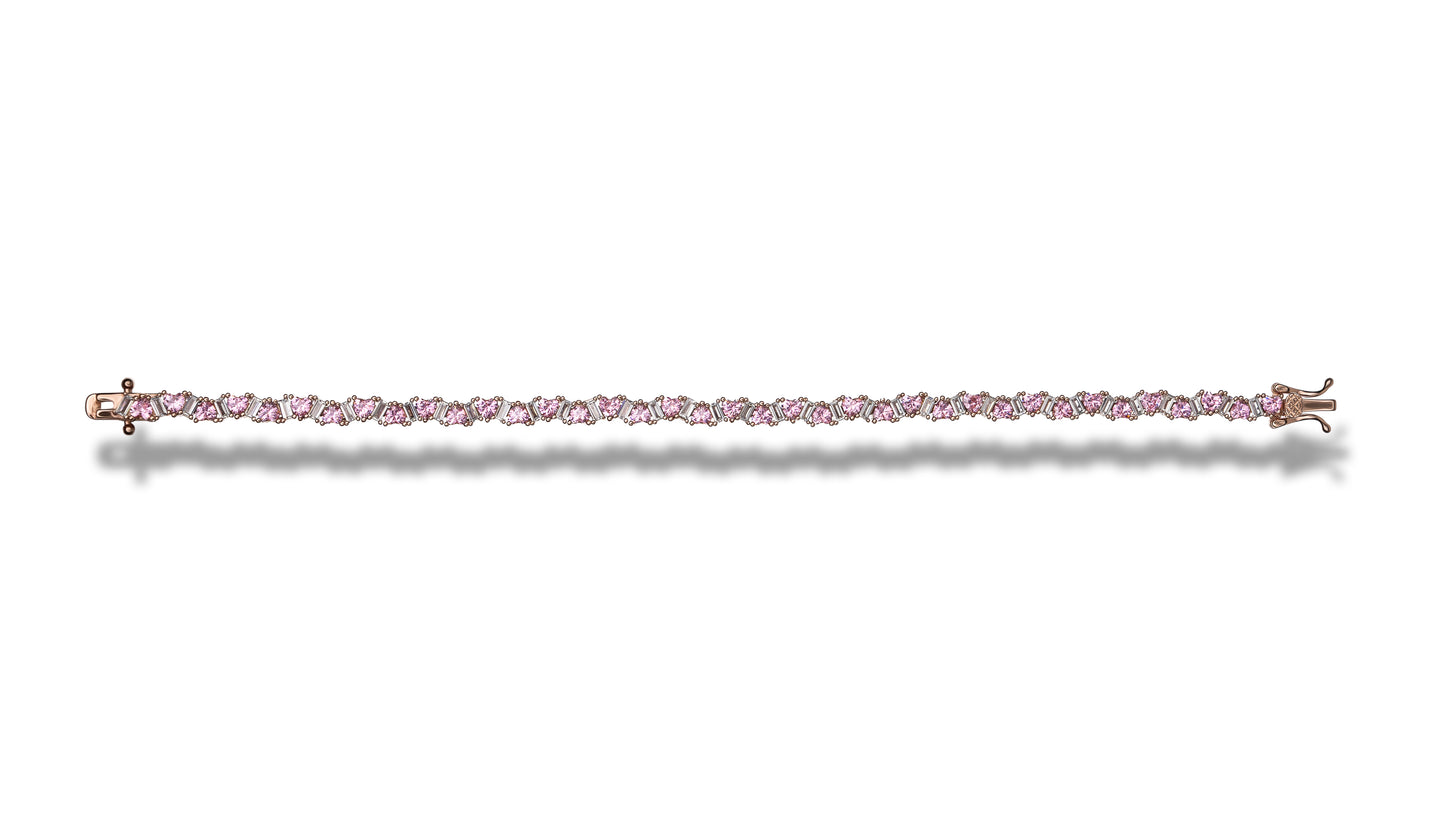 Bracciale Mondrian in argento 925 placcato oro rosa 18 kt e pietre rosa e bianche