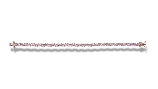 Bracciale Mondrian in argento 925 placcato oro rosa 18 kt e pietre rosa e bianche