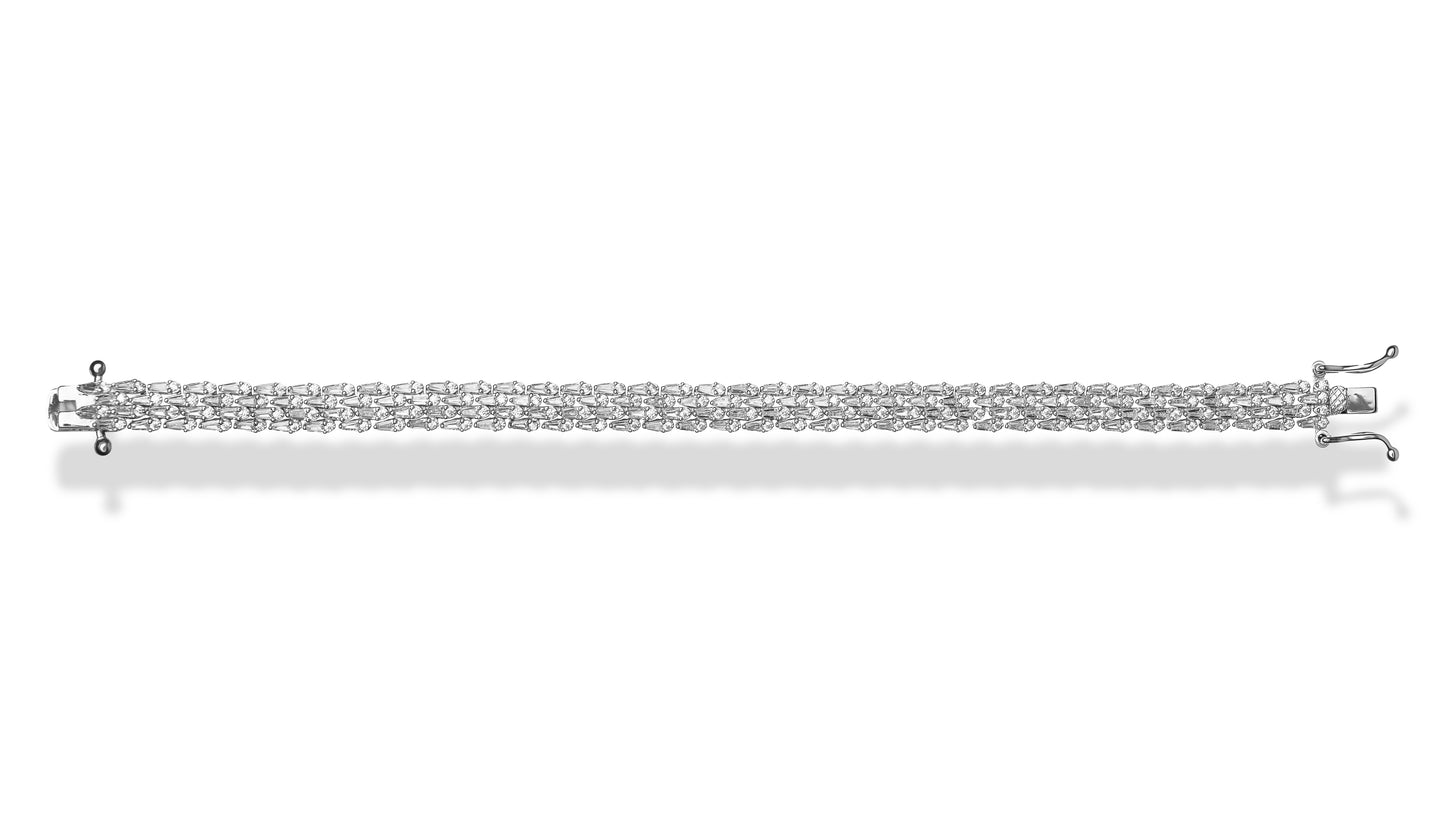 Bracciale Grain in argento 925 con pietre naturali alternate taglio brillante e baguette