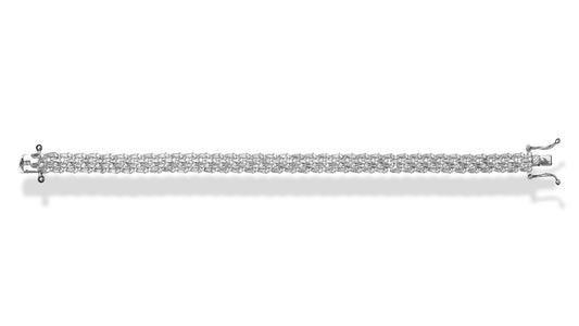 Bracciale Grain in argento 925 con pietre naturali alternate taglio brillante e baguette