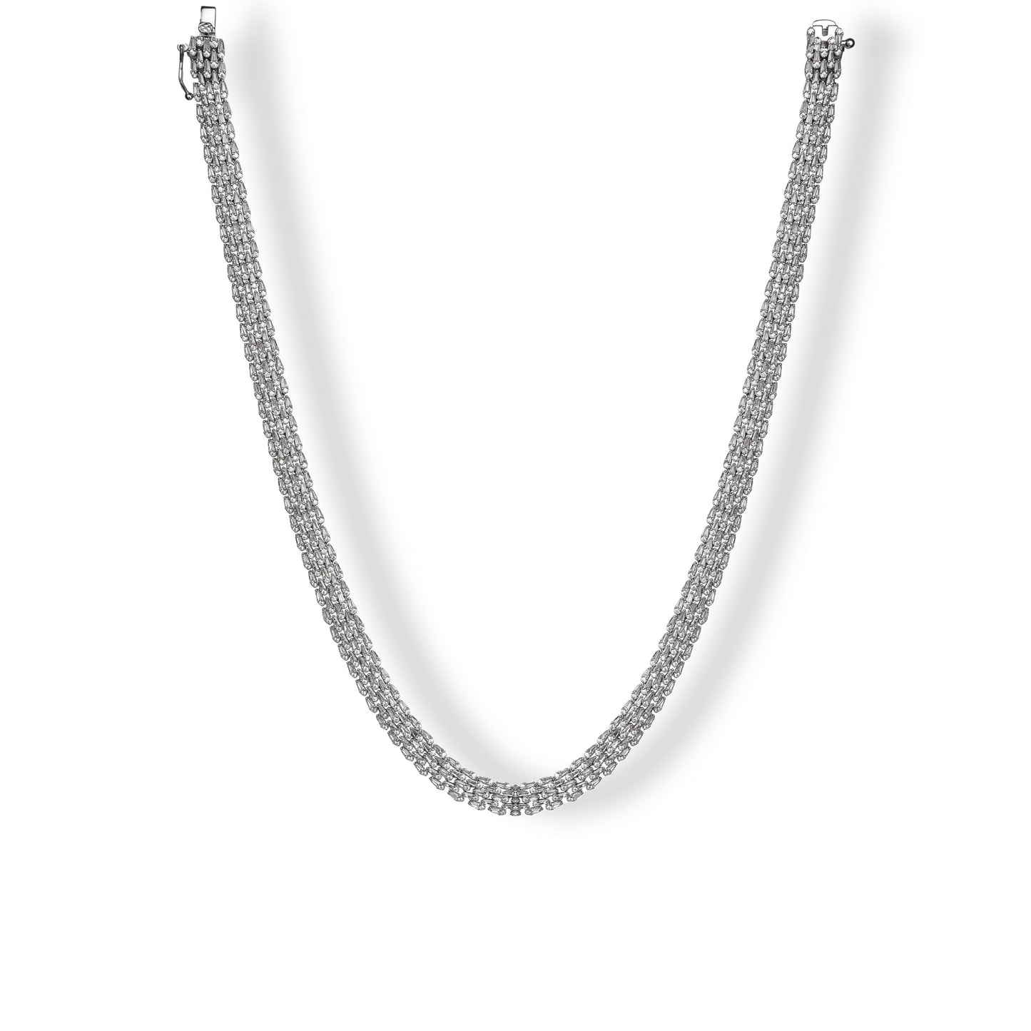 Girocollo Grain in argento 925 con zirconi naturali taglio brillante e baguette