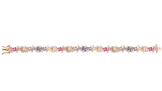 Bracciale Mondrian in argento 925 placcato oro rosa 18 kt e pietre naturali multicolor