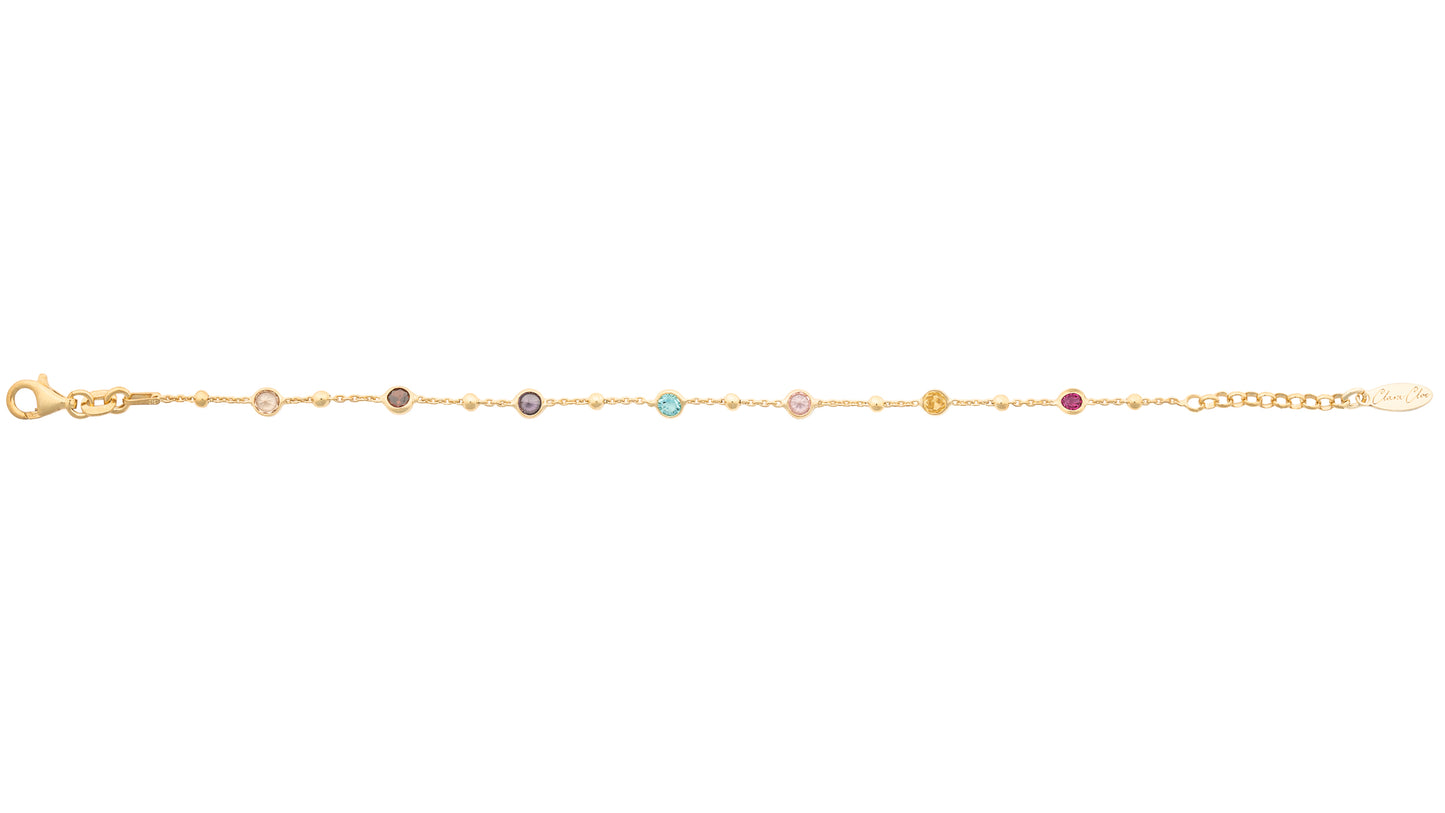 Bracciale Candy argento 925 placcato oro giallo 18 kt e pietre multicolor