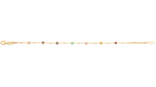 Bracciale Candy argento 925 placcato oro giallo 18 kt e pietre multicolor