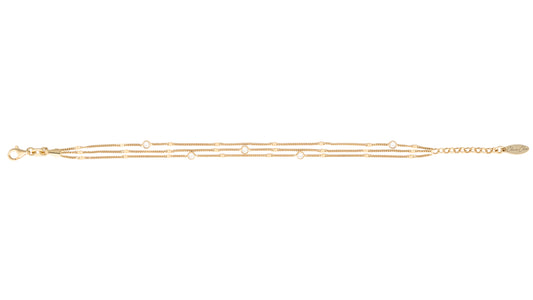 Bracciale Saturn tre fili in argento 925 placcato oro 24 kt e pietre bianche naturali
