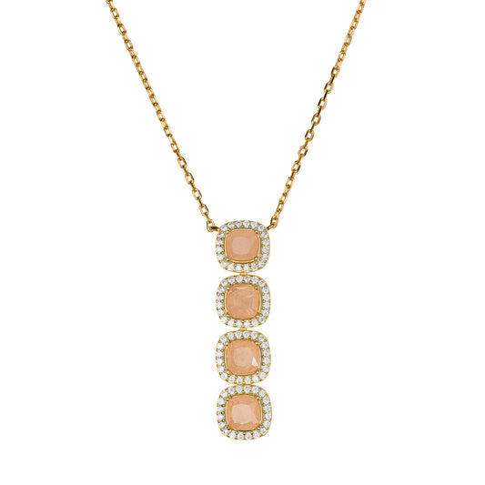 Collana Ara Macao in argento 925 placcata oro giallo 18 kt e pietre rosa antico CL2-03GRS