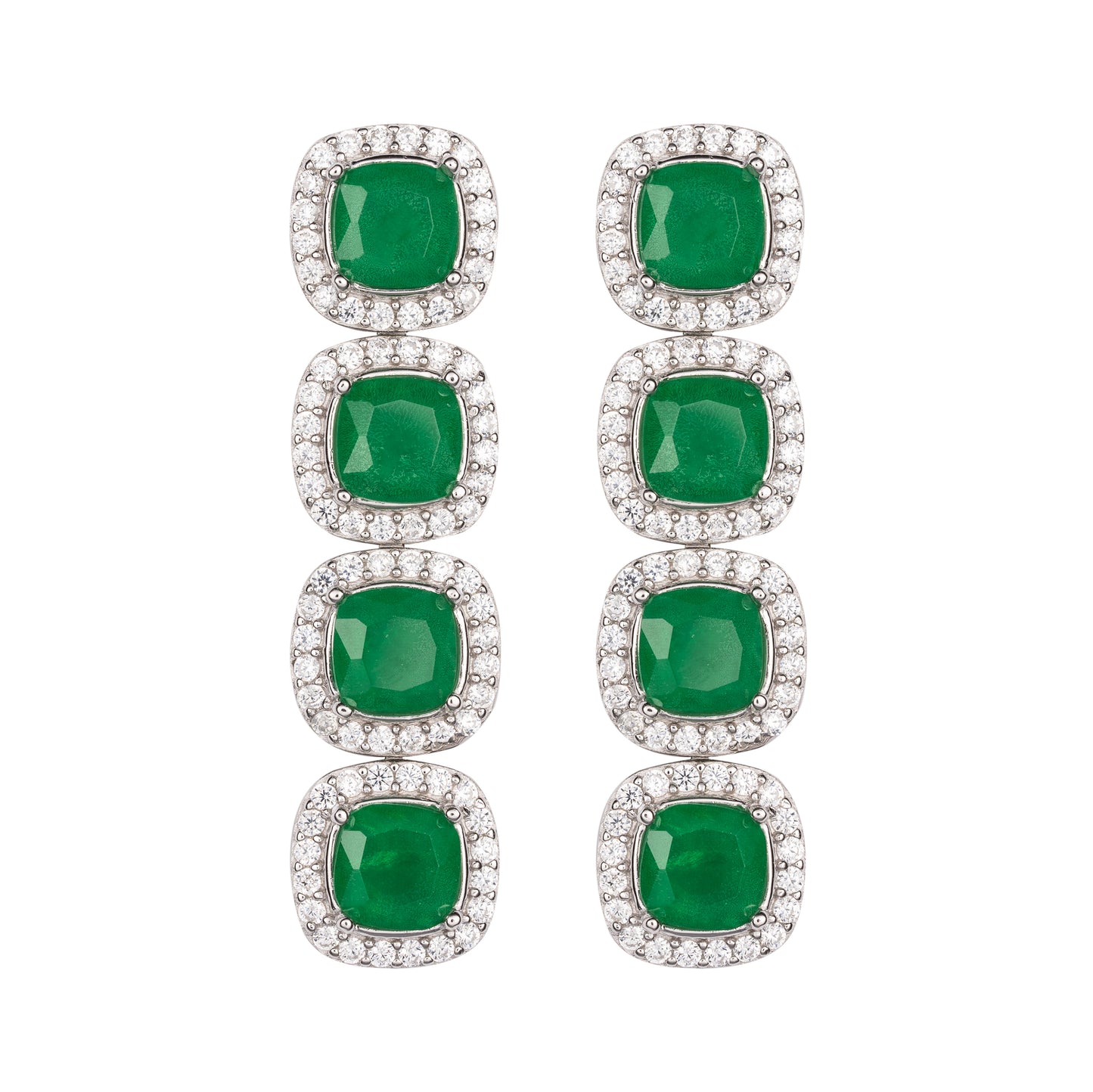 Orecchini Ara Macao in argento 925 e quartz verde smeraldo opaco