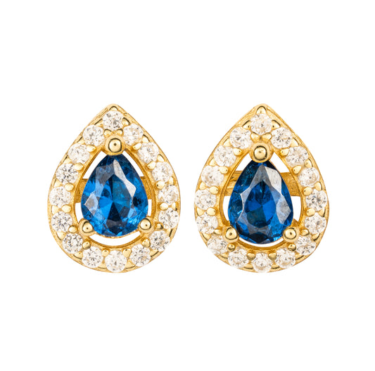 Orecchini Triad a goccia in argento 925 placcato oro 18 kt e pietre naturali