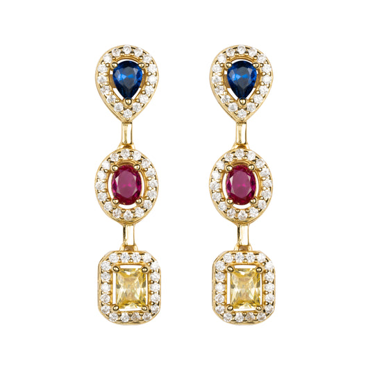 Orecchini Triad in argento 925 placcato oro 18 kt e zirconi naturali multicolor