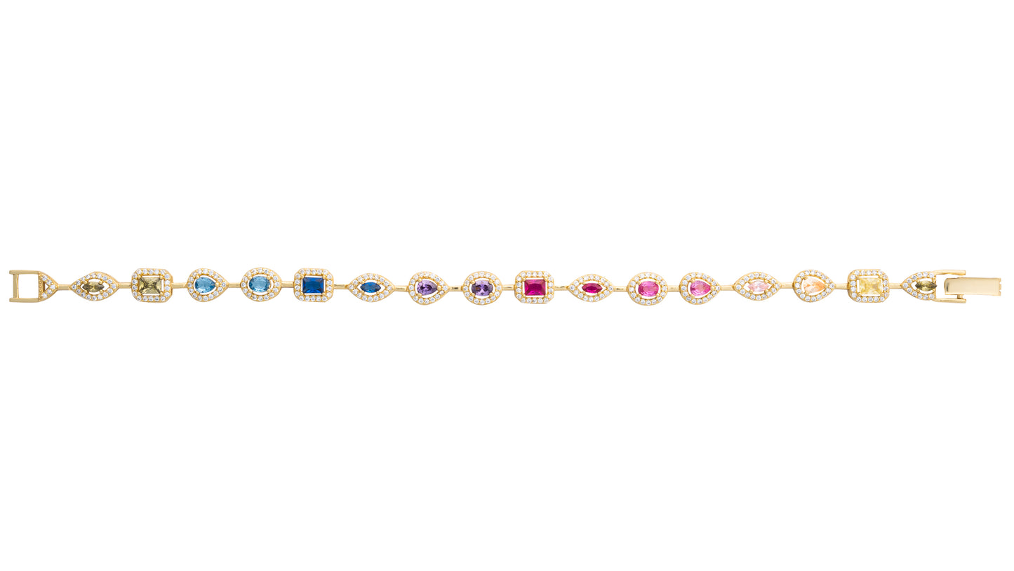 Bracciale Triad in argento 925 placcato oro giallo 18 kt e pietre naturali multicolor