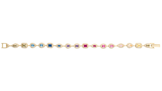 Bracciale Triad in argento 925 placcato oro giallo 18 kt e pietre naturali multicolor