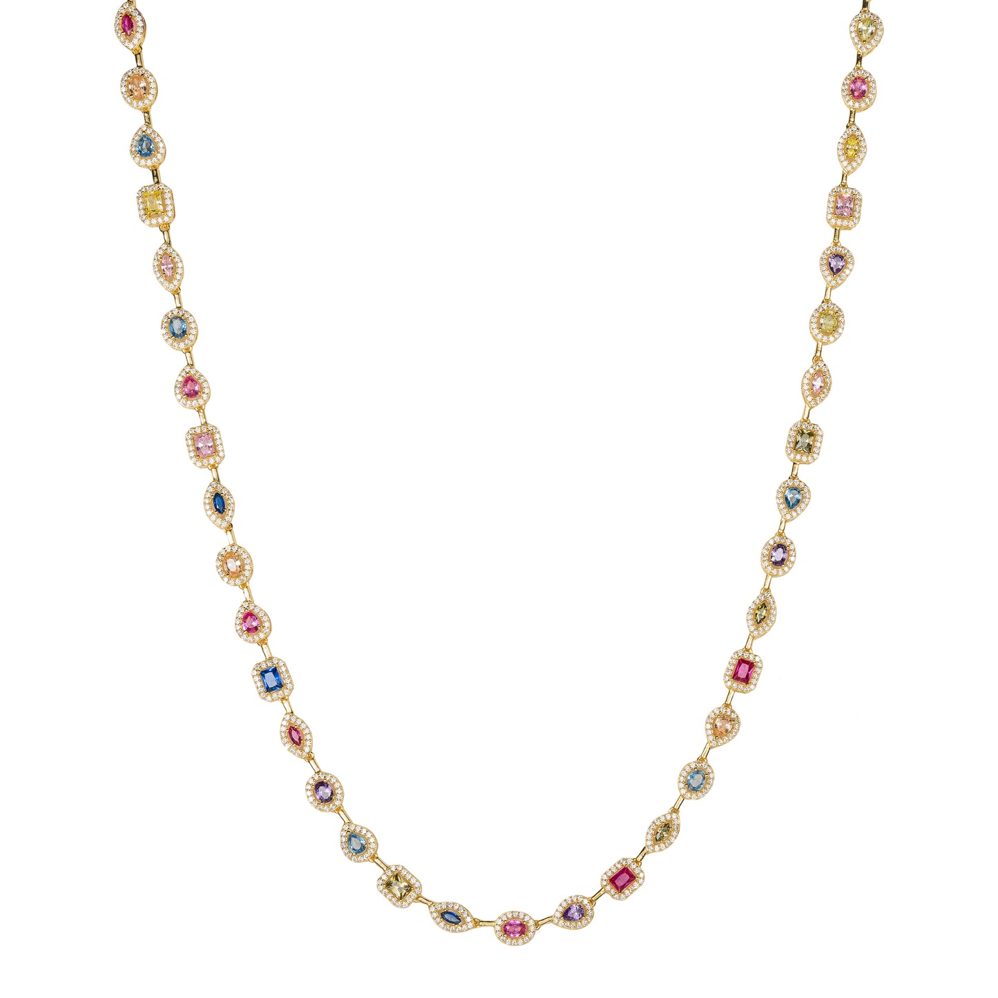Girocollo Triad in argento 925 placcato oro giallo 18 kt e zirconi naturali multicolor