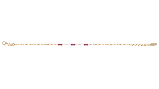 Bracciale Relic in argento 925 placcato oro 24 kt pietre naturali bianche e rosso rubino