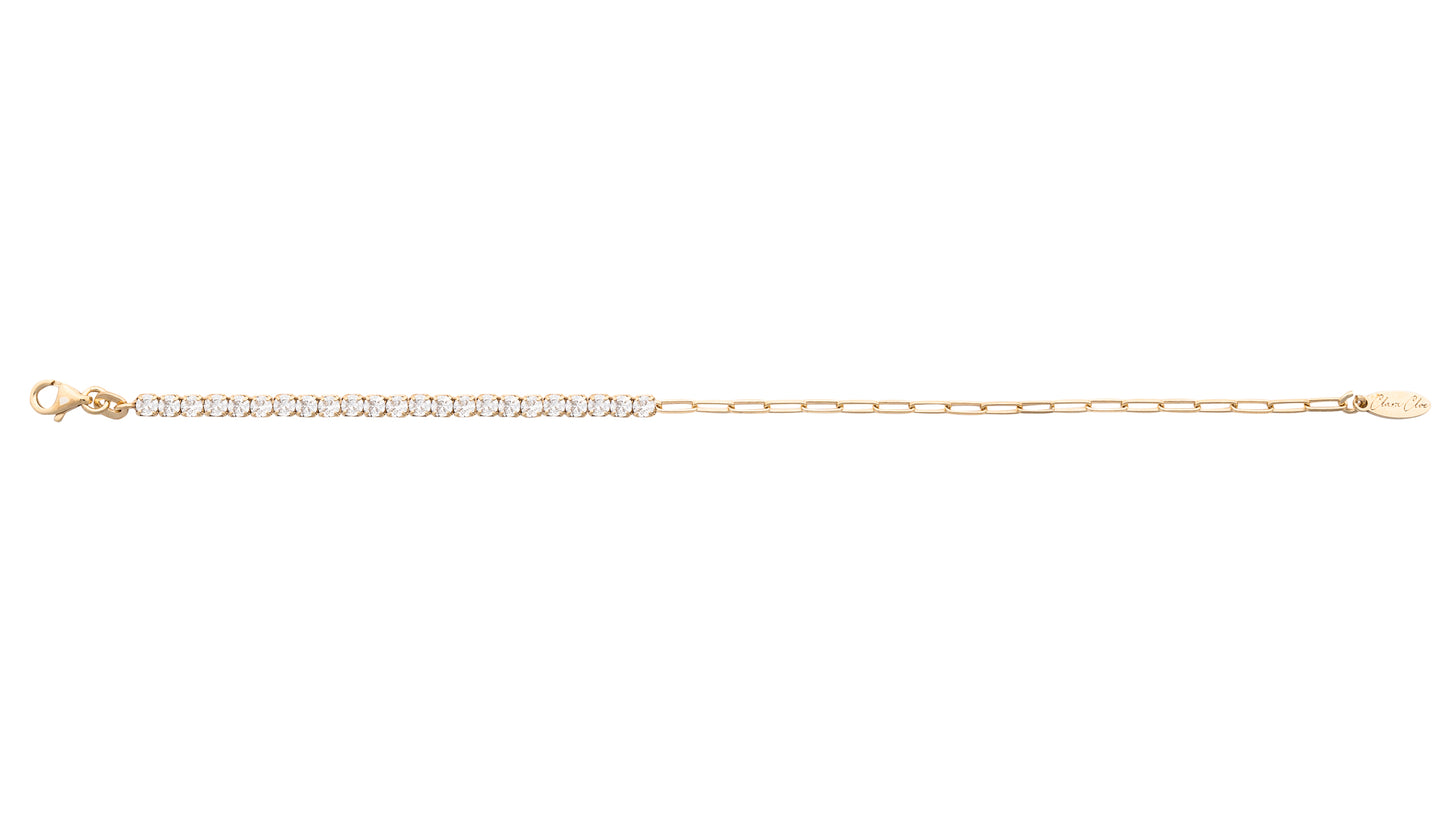 Bracciale tennis Relic in argento 925 placcato oro giallo 24 kt e zirconi bianchi naturali