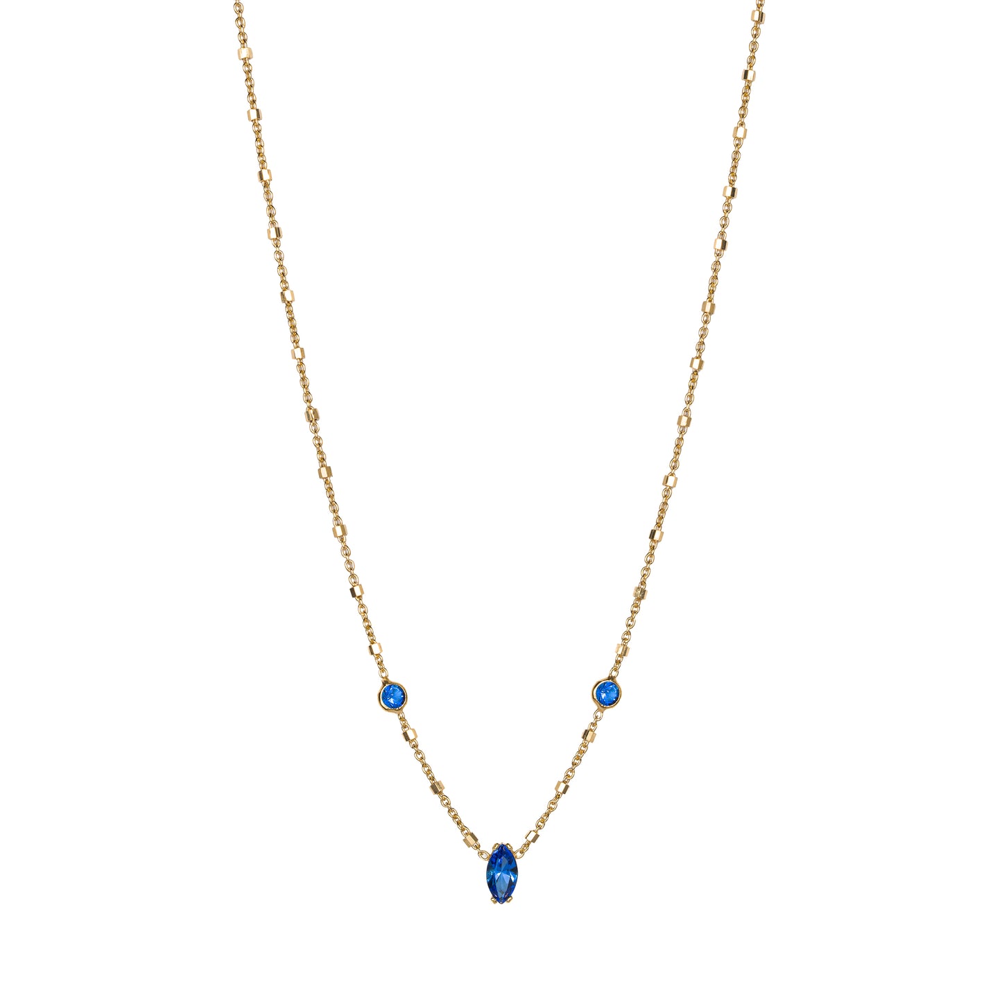 Collana Sober in argento 925 placcato oro giallo 24 kt e pietre naturali