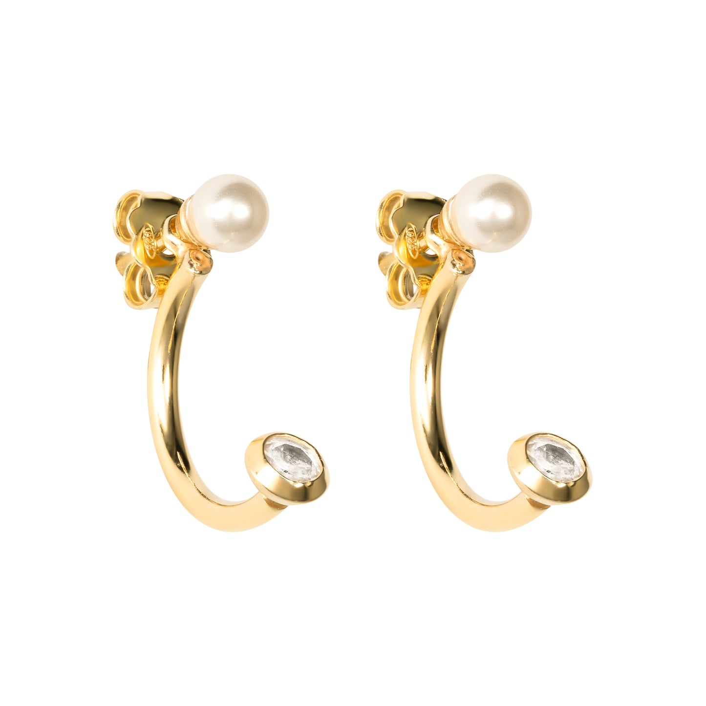 Orecchini Piper in argento 925 placcato oro giallo 24 kt con pietra bianca e perla OR5-01GPB
