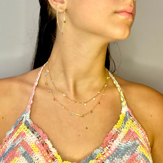 Orecchini Soleado in argento 925 placcati in oro 18 kt con pietre multicolor