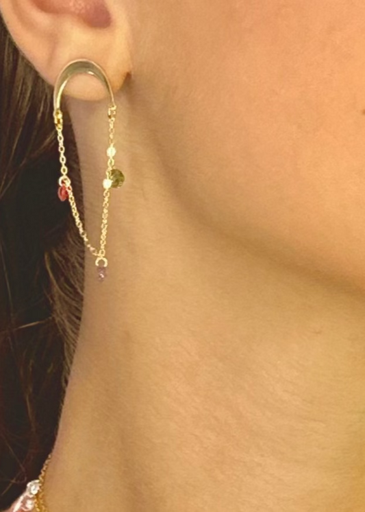 Orecchini Soleado in argento 925 placcati in oro 18 kt con pietre multicolor