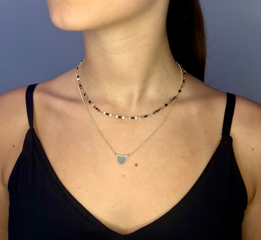 Collana Soleado doppia catena in argento 925 placcata oro 18 kt e smalto nero