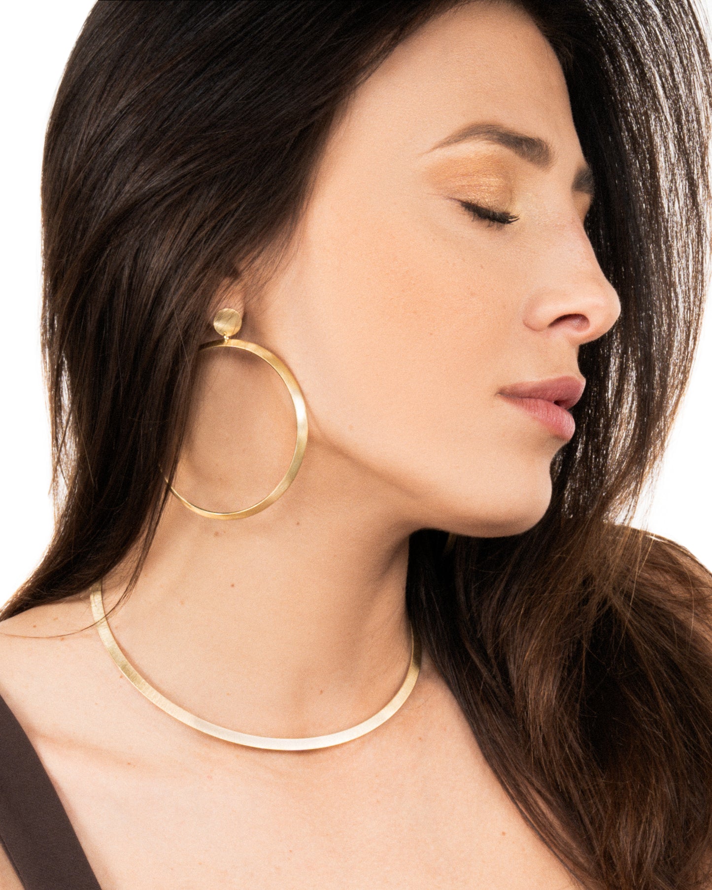 Orecchini Thin in argento 925 satinati e placcati oro 24 carati