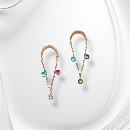 Orecchini Soleado in argento 925 placcati in oro 18 kt con pietre multicolor