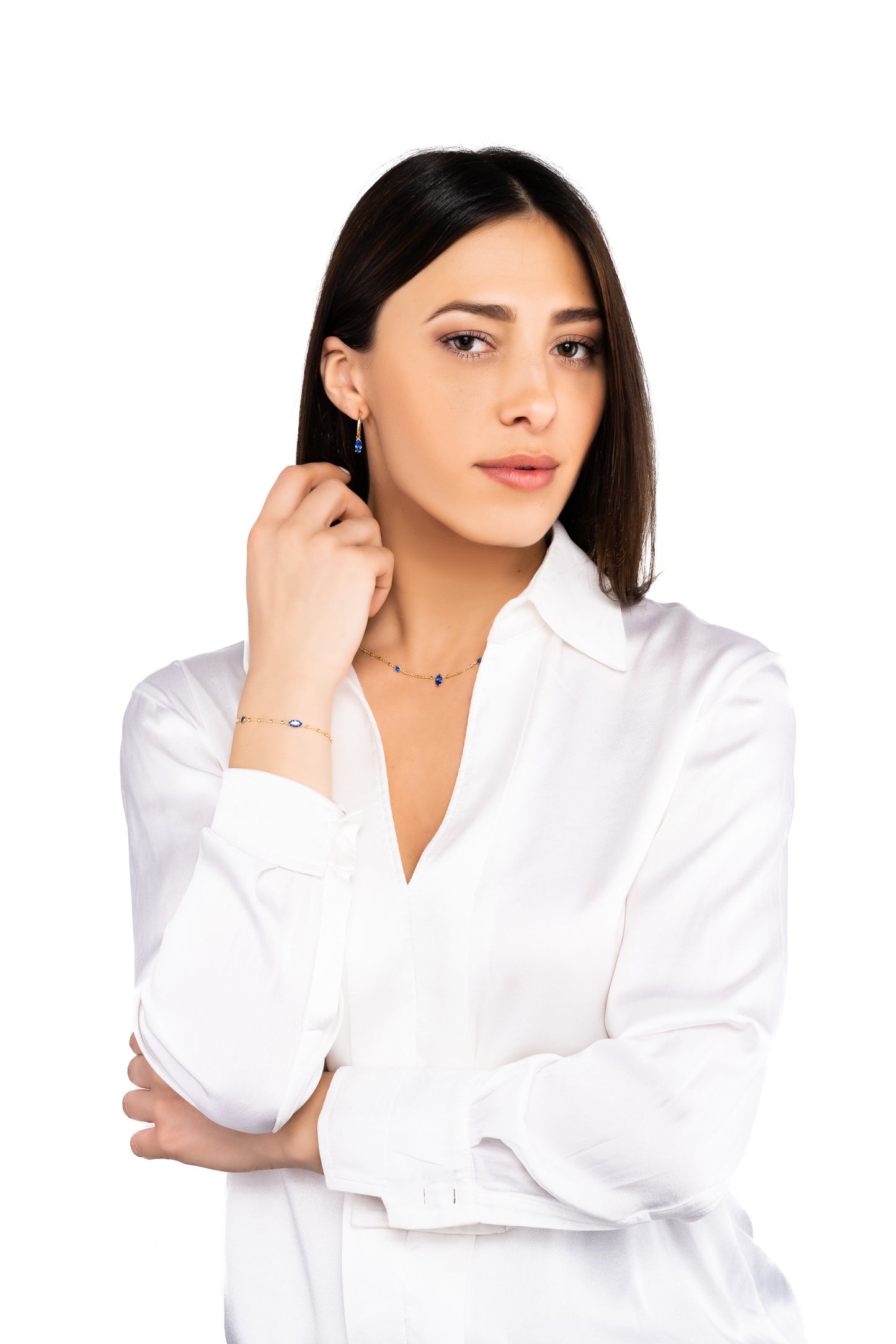 Bracciale Sober in argento 925 placcato oro giallo 24 kt e pietre naturali